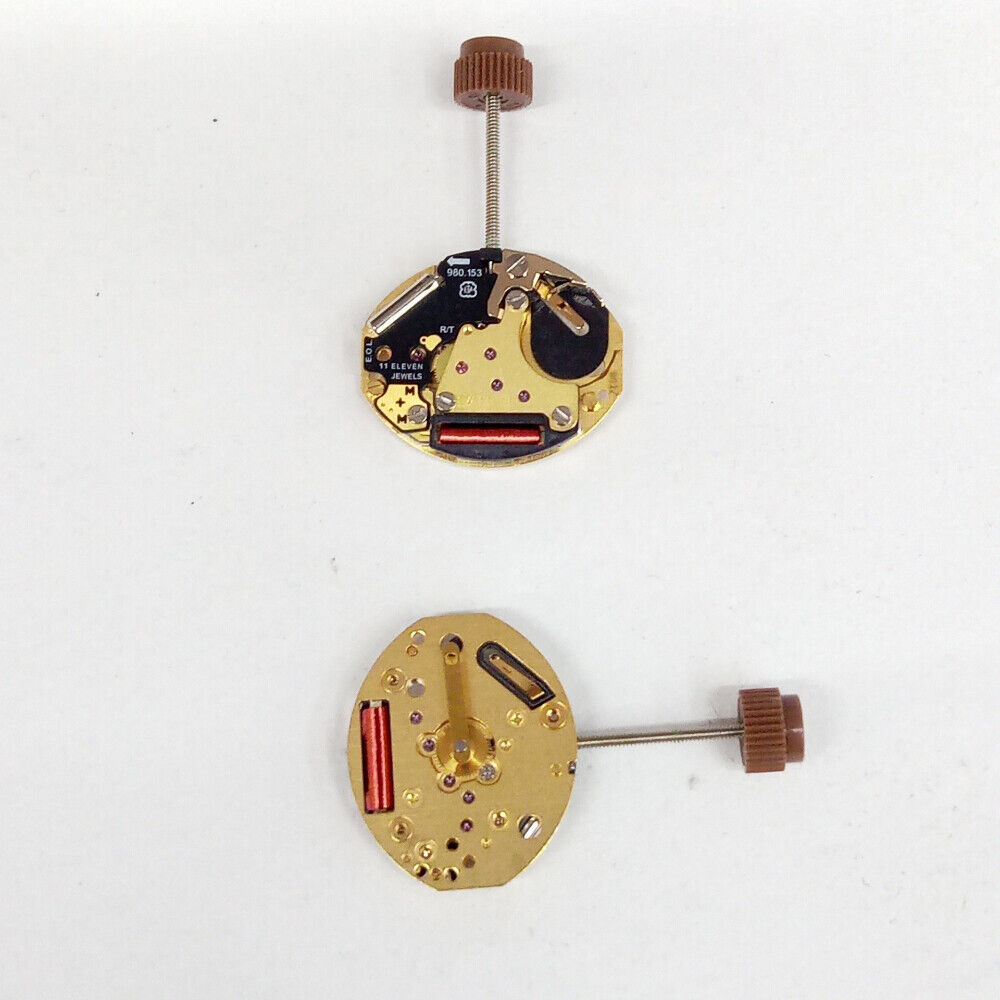 ETA 980.153 Swiss Made quartz watch movement with 2 hands, precision engineering for watch accessories.