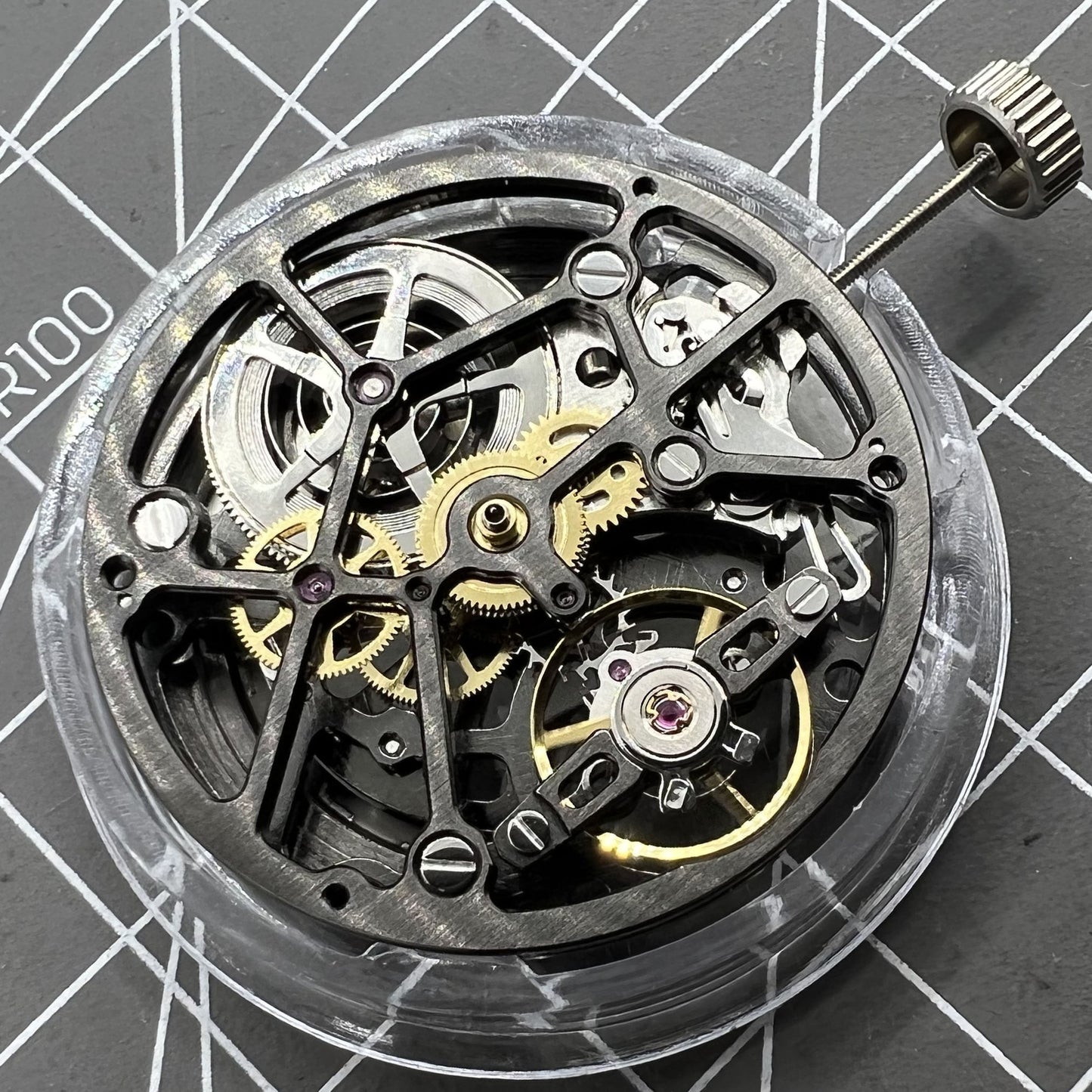 HZ1A09A Schwarzes hohles, nacktes Unruhrad, automatisches mechanisches Uhrwerk