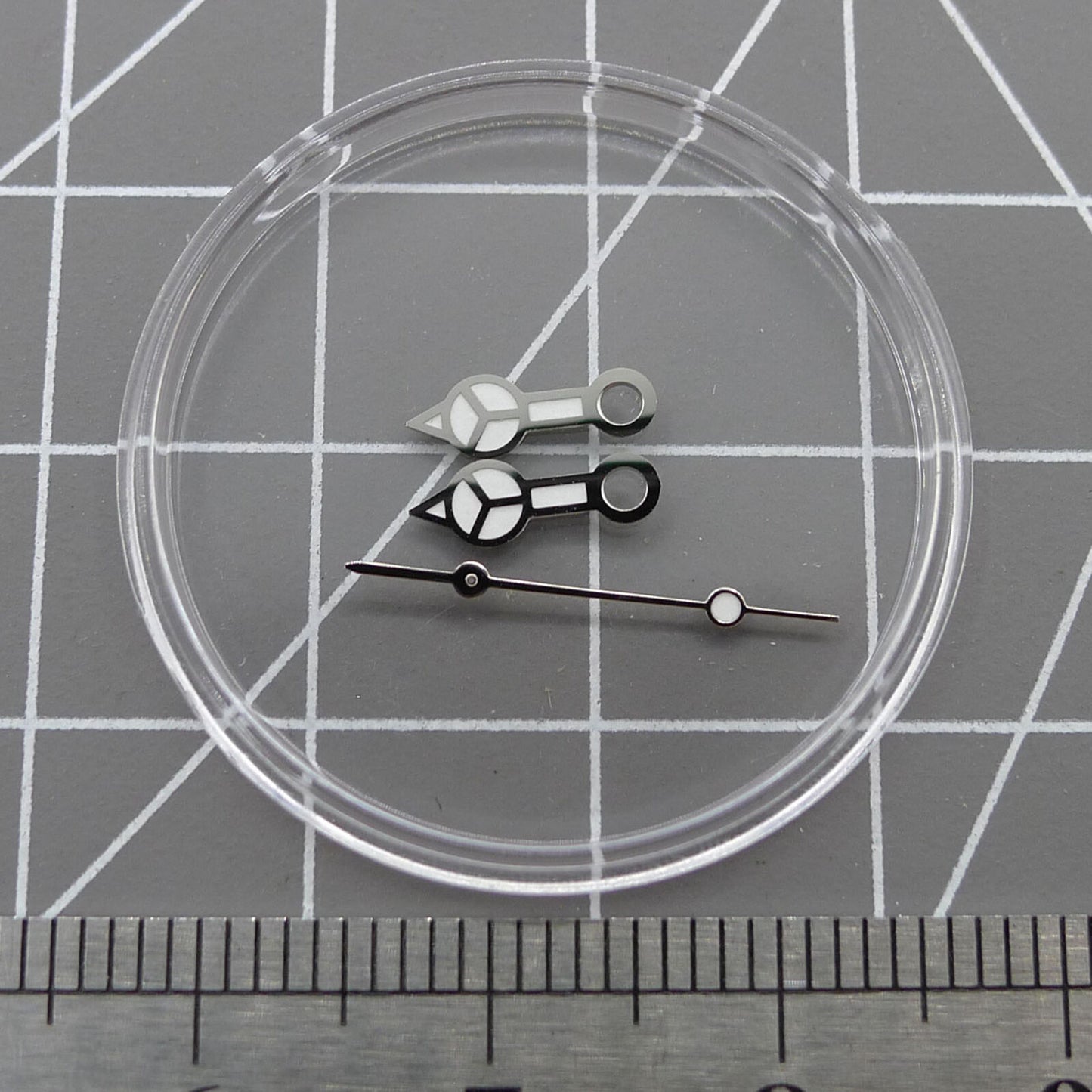 Silver trim green luminous watch hands for NH35A/NH36A movement, enhancing readability and style