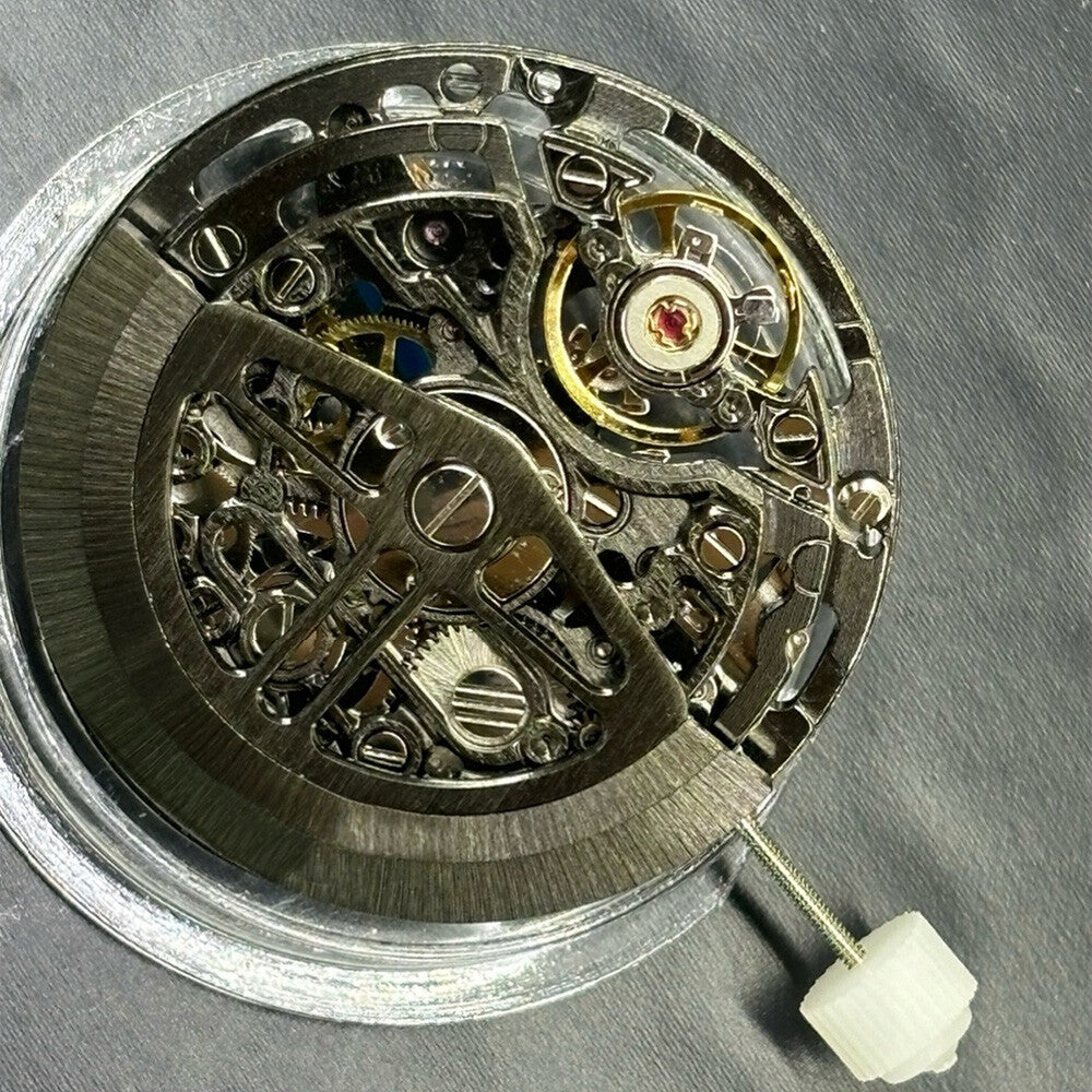 Hangzhou 75DOA Hohles schwarzes 2-Zeiger-Uhrwerk mit kleiner Sekunde bei 7, automatisches mechanisches Uhrwerk