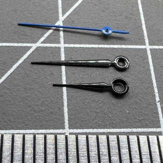 Blue second hand set for Miyota 2035/2115/2105/2305 watches, sleek black painted base.