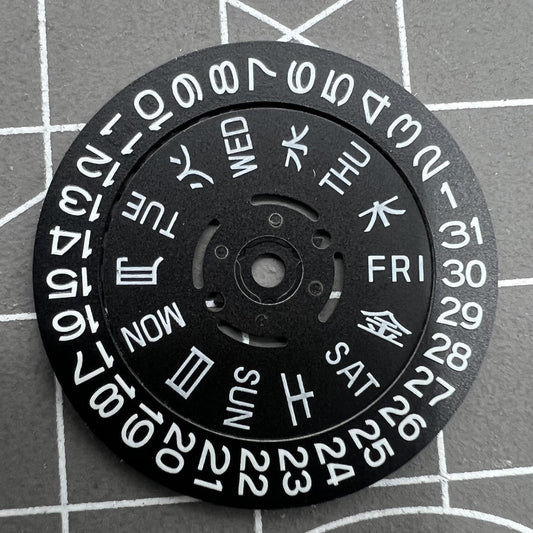 Blaue Lume schwarze Datums- und Wochenanzeige passend für NH36 Werk Datum bei 3 Uhr