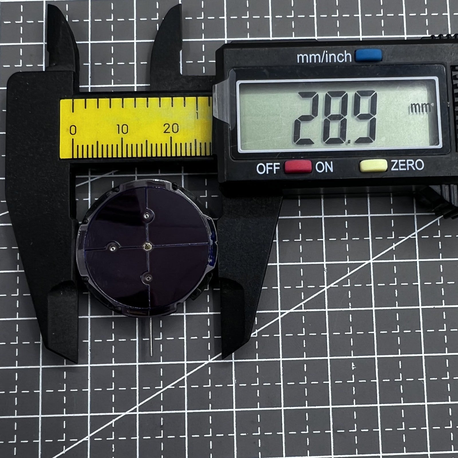 Japan VS3JA quartz watch movement with Eco-Drive solar power for accurate timekeeping.