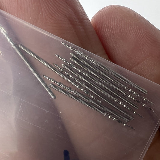 Set of 10 Epson watch winding stems for models VJ20-VJ55, precision parts for watch repair.