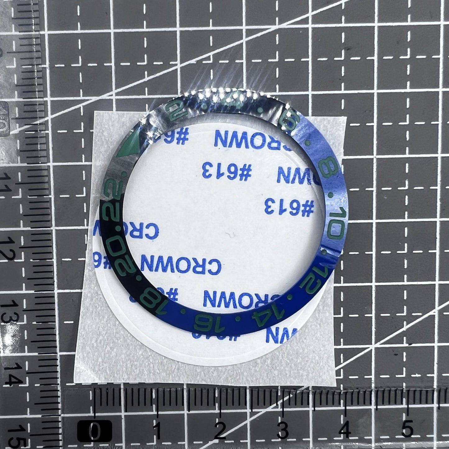 38mm Keramik Uhr Lünette Slope Blau + Schwarz Ring Grüne Schrift GMT für SUB