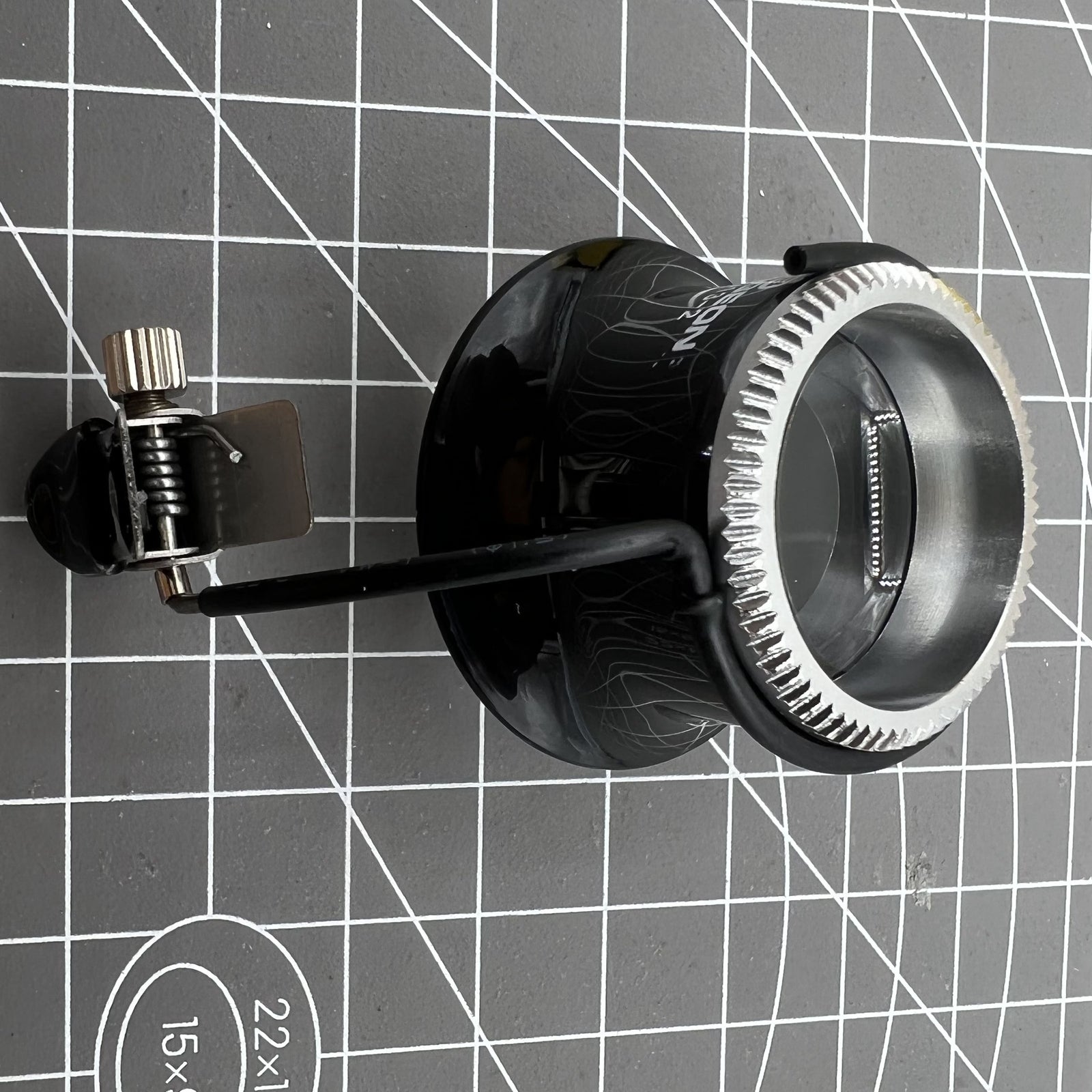 Swiss Bergeon watchmaker eyeglass with clip magnifier, 3.3x to 5x magnification for detailed watch repairs.