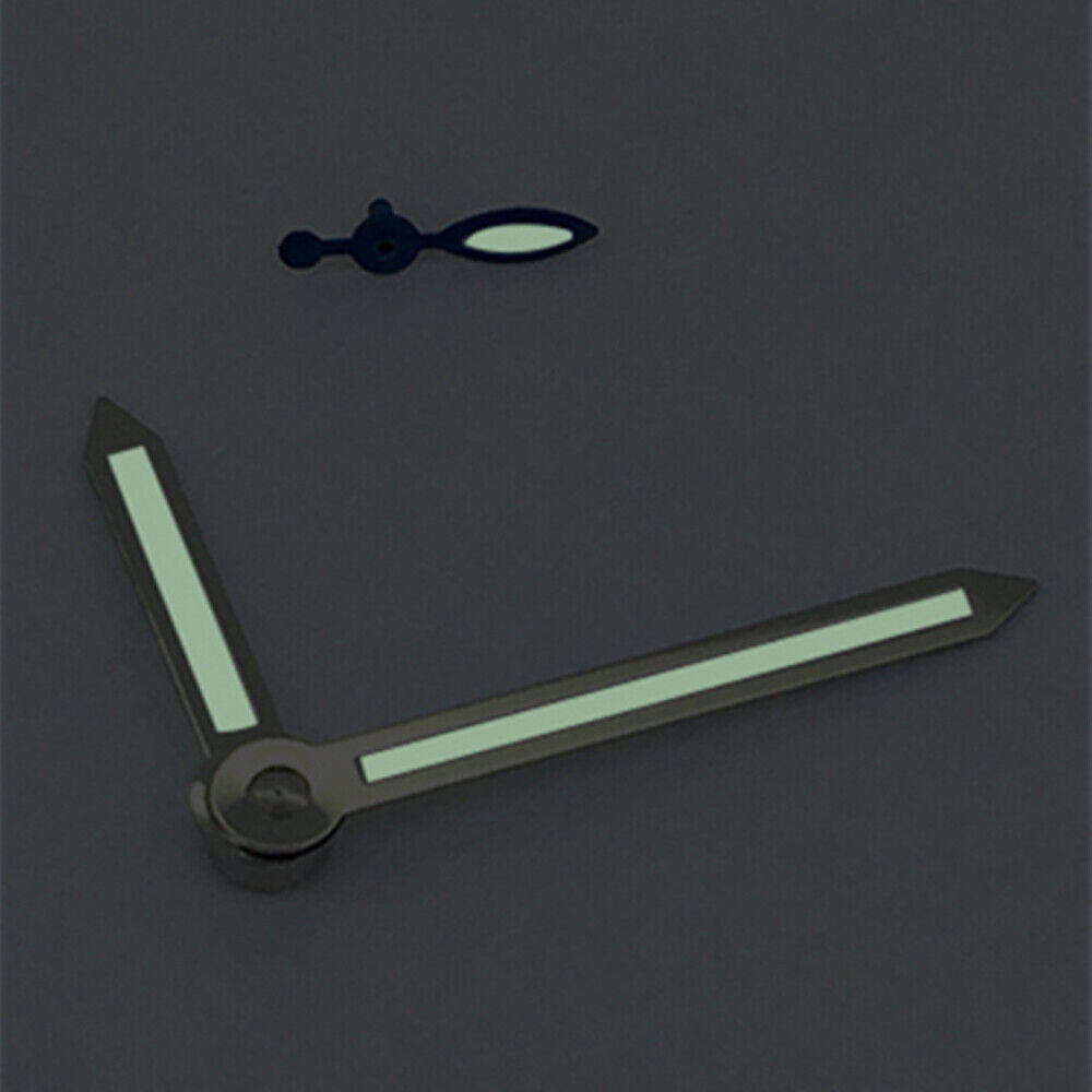Silver Trim Arrow Shaped Green Lume Watch Hands for ST3600/ST3620/ETA6497/6498