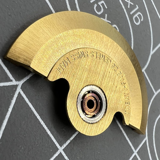 Golden rotor oscillating weight for PT5000 ETA2824 watch movement, enhancing automatic winding efficiency.