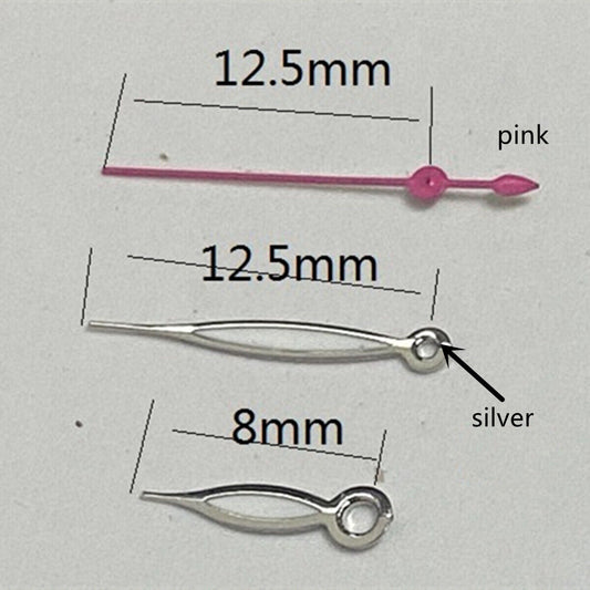 Silver trim pink second hand for Miyota 2315 watch movements, perfect for precise timekeeping and stylish repairs.