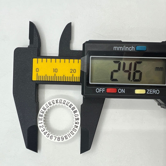 White date disk wheel for NH35 NH36 watch movements, date displayed at 6 o'clock, precision fit.