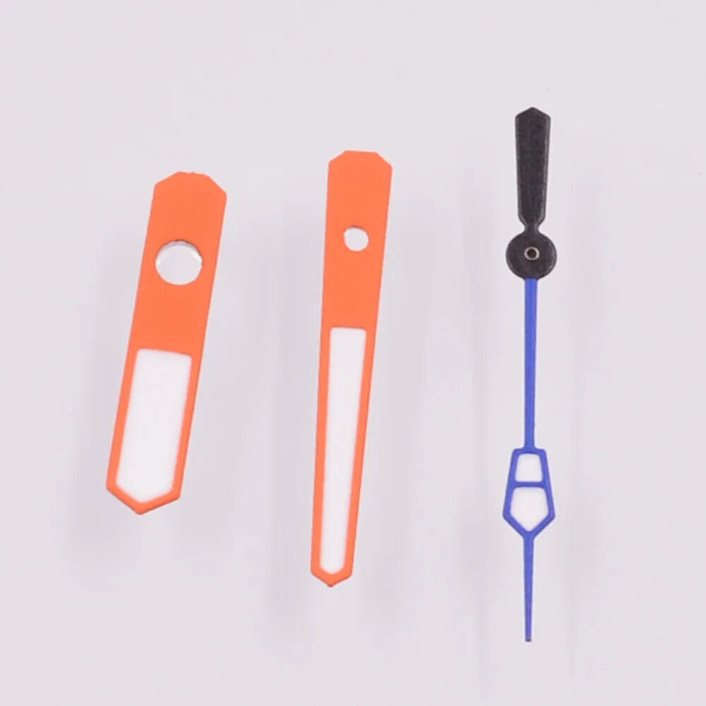 Colorful trim green luminous watch hands for NH35A, NH36, 7S36, 7S25, 7S35, 6R15, 4R36 movements, high visibility.