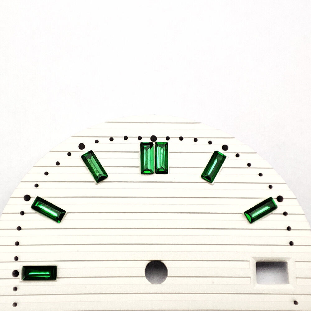Green imitation gemstone nail on white watch dial, 29.8mm size, compatible with NH35 movement.