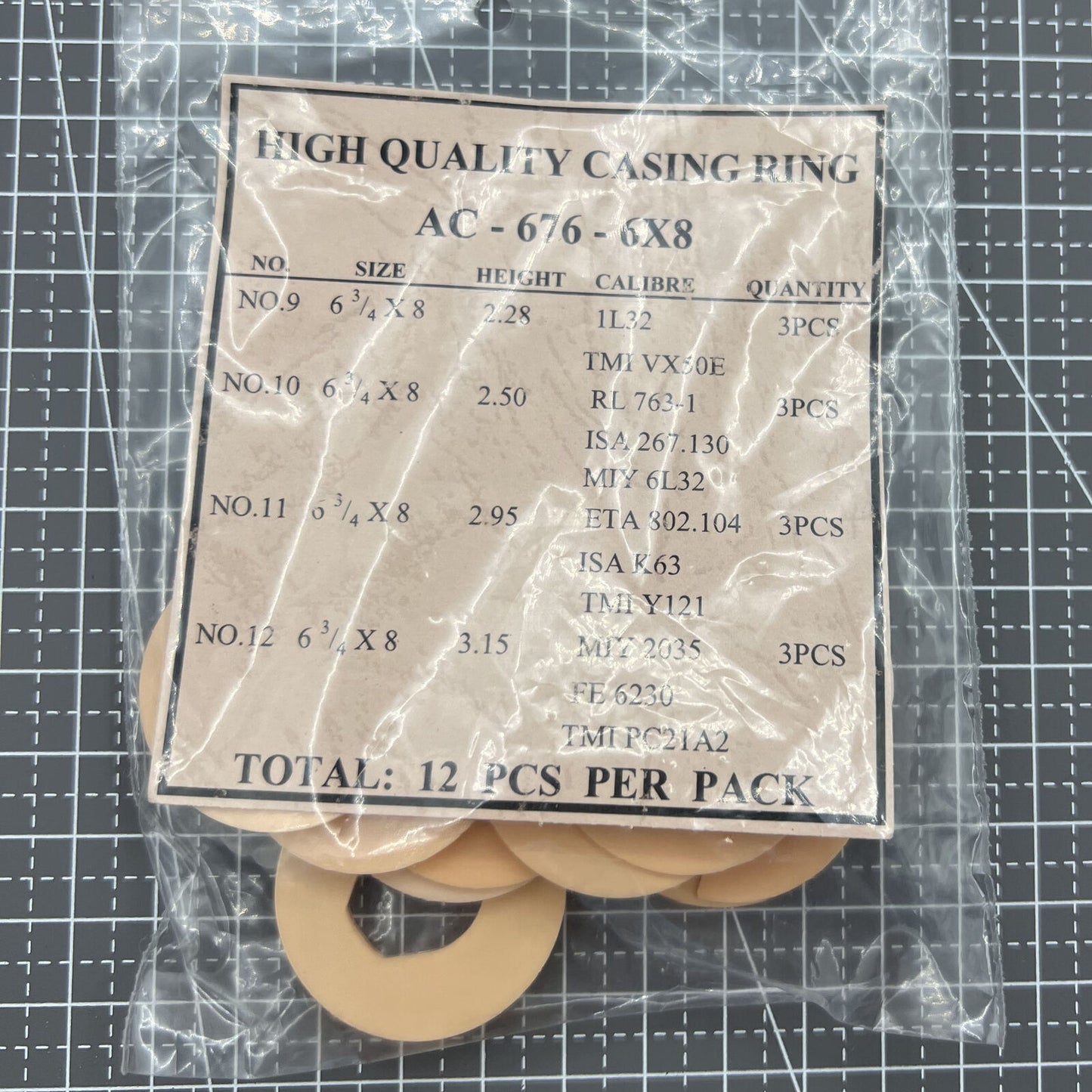 Lot de 12 entretoises de boîtier de mouvement, 4 tailles de ligne, support de bague de boîtier #AC-676-6X8