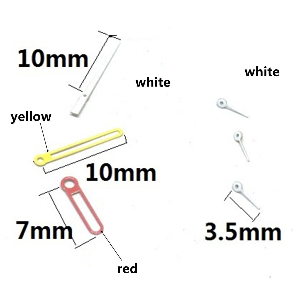 Hollow red, yellow, and white painted watch hands for Epson VD53 VD54 VD57 movement, precise accessory.