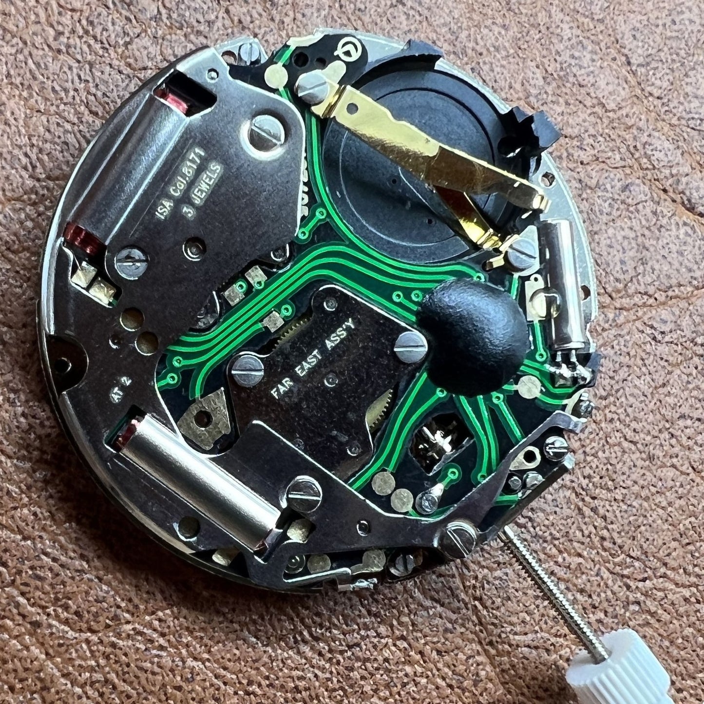 Schweizer Silber Isa 8171 Quarzbewegung 5 Hände Datum bei 6 weißer Scheibe