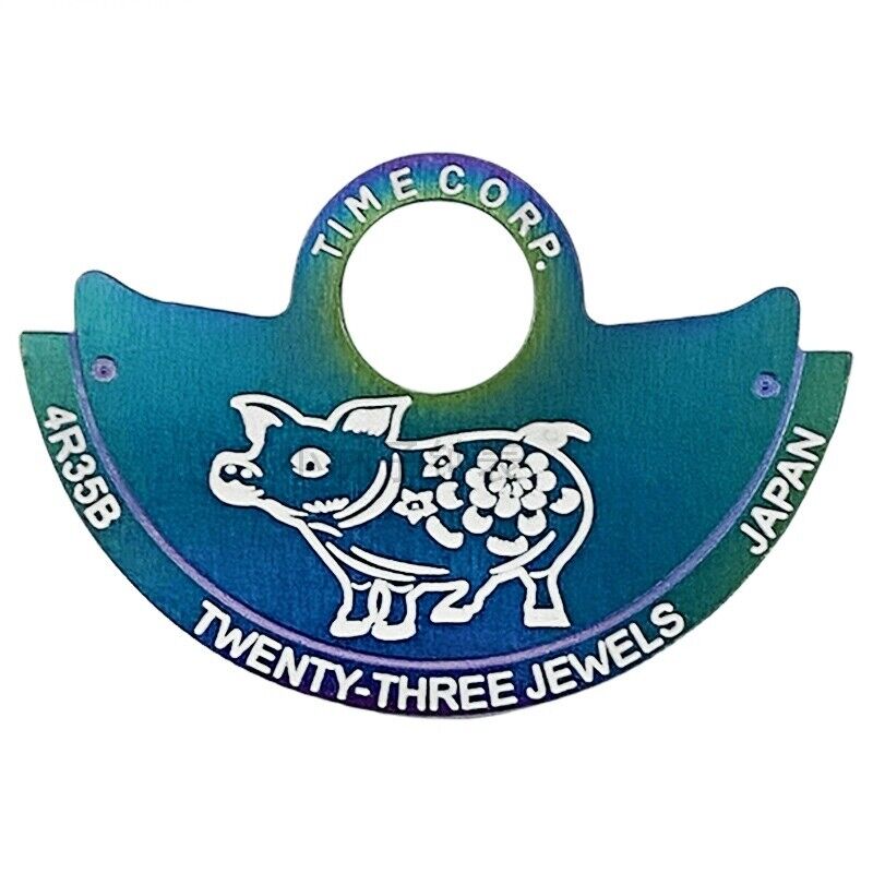 Pig-themed white font China Zodiac chromatic rotor overlay for NH35, NH36, 7S26 movements.