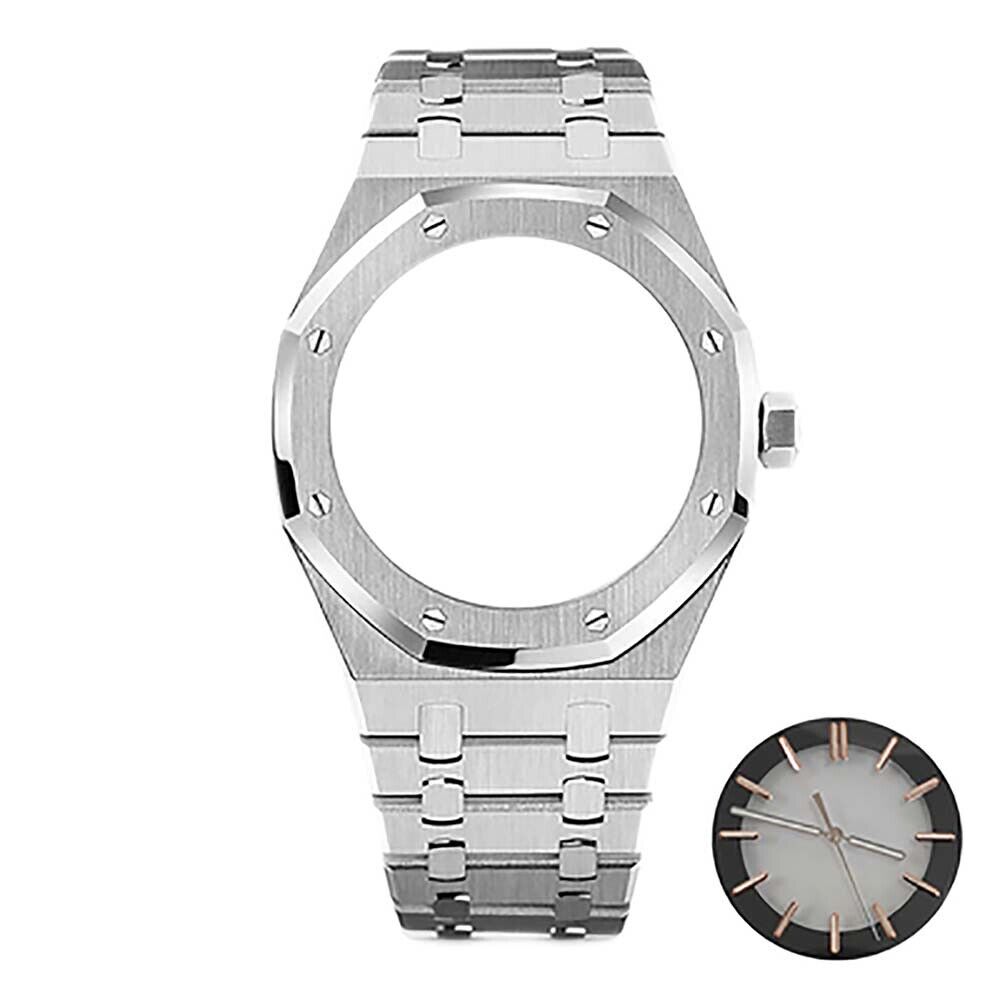 Bracelet de montre en acier inoxydable 41 mm, boîtier miroir en verre saphir pour NH70