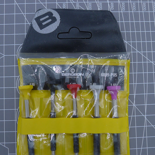 Swiss Made Bergeon 6899-P05 ergonomic screwdrivers set for precise watch repair tasks