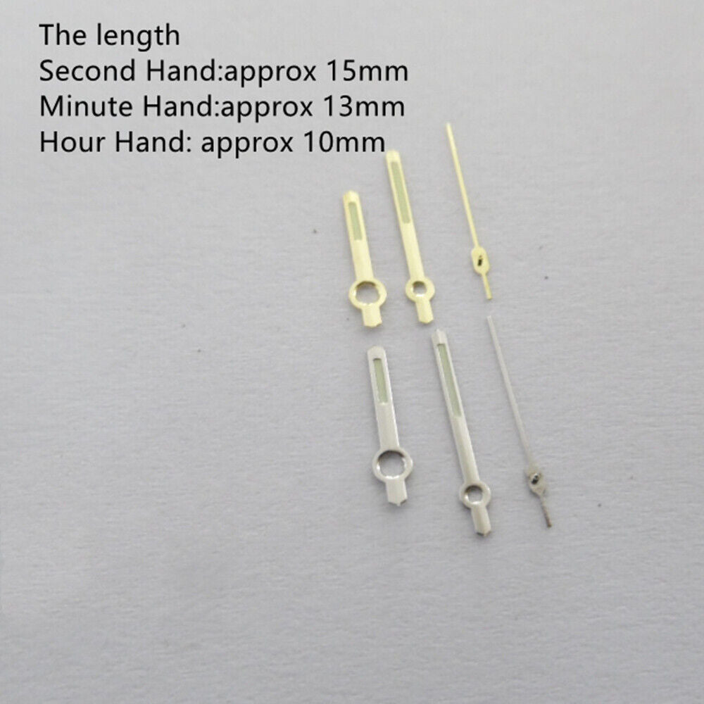 Golden and silver luminous watch hands by Generic, compatible with Movement 7009, ideal for precise timekeeping.