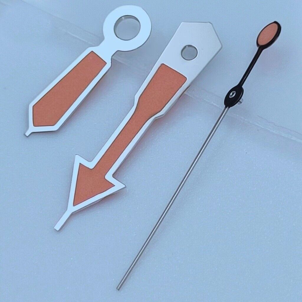 Aiguilles de montre luminescentes vertes peintes en orange avec garniture argentée de 12,5 mm pour NH35 NH36 7S26