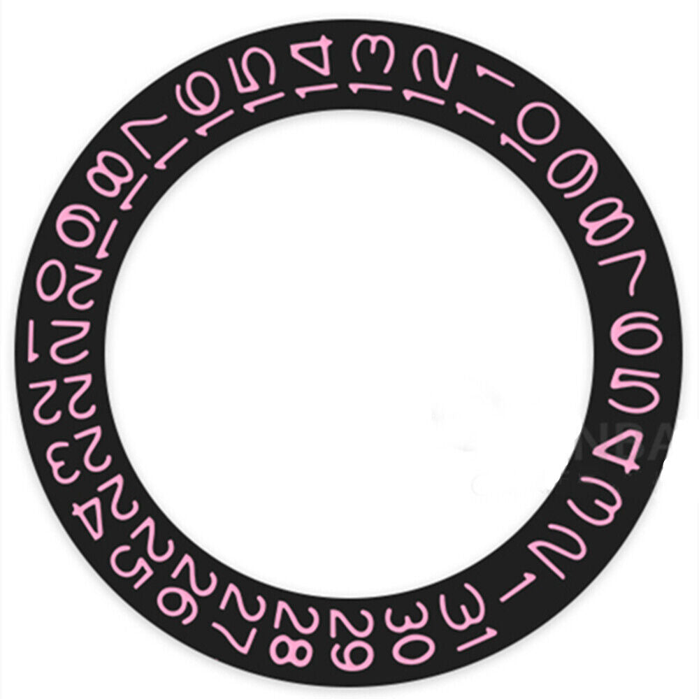 Disque de date à fond noir et caractères roses pour Seiko NH35 NH36