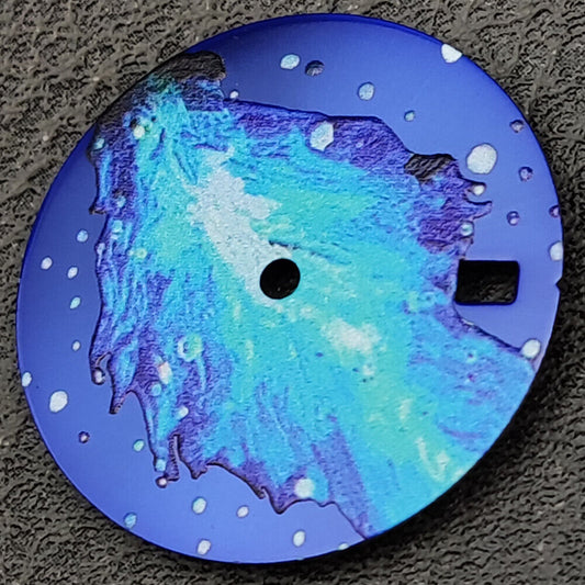 Blue 28.5mm oil painting leave pattern watch dial for NH35 movement, stylish and precise design.