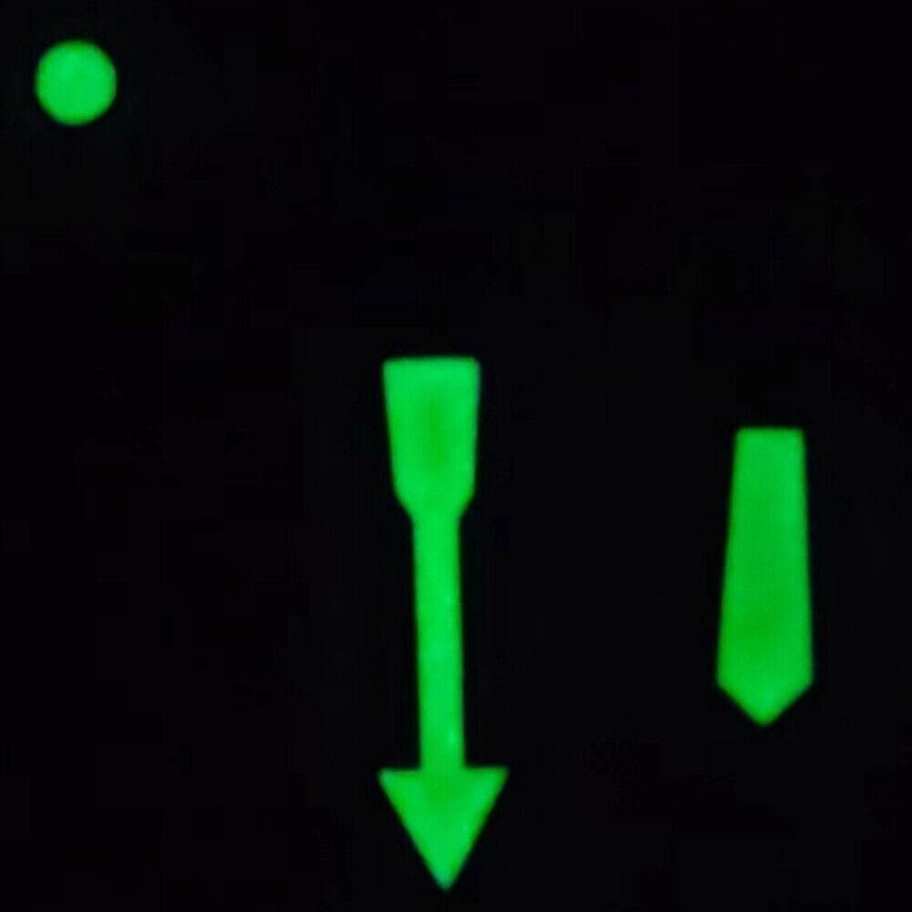 Set of 12.5mm black trim green lume hands for Seiko NH35 NH36 7S26 movements, perfect for watch repairs.