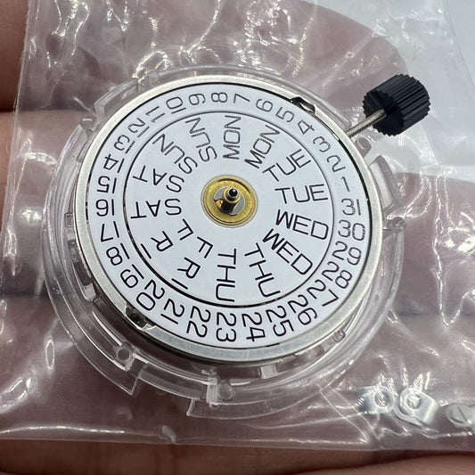 Silver Day Date wristwatch with ETA2836-2 movement, Geneva V8 Certified, genuine Swiss craftsmanship.