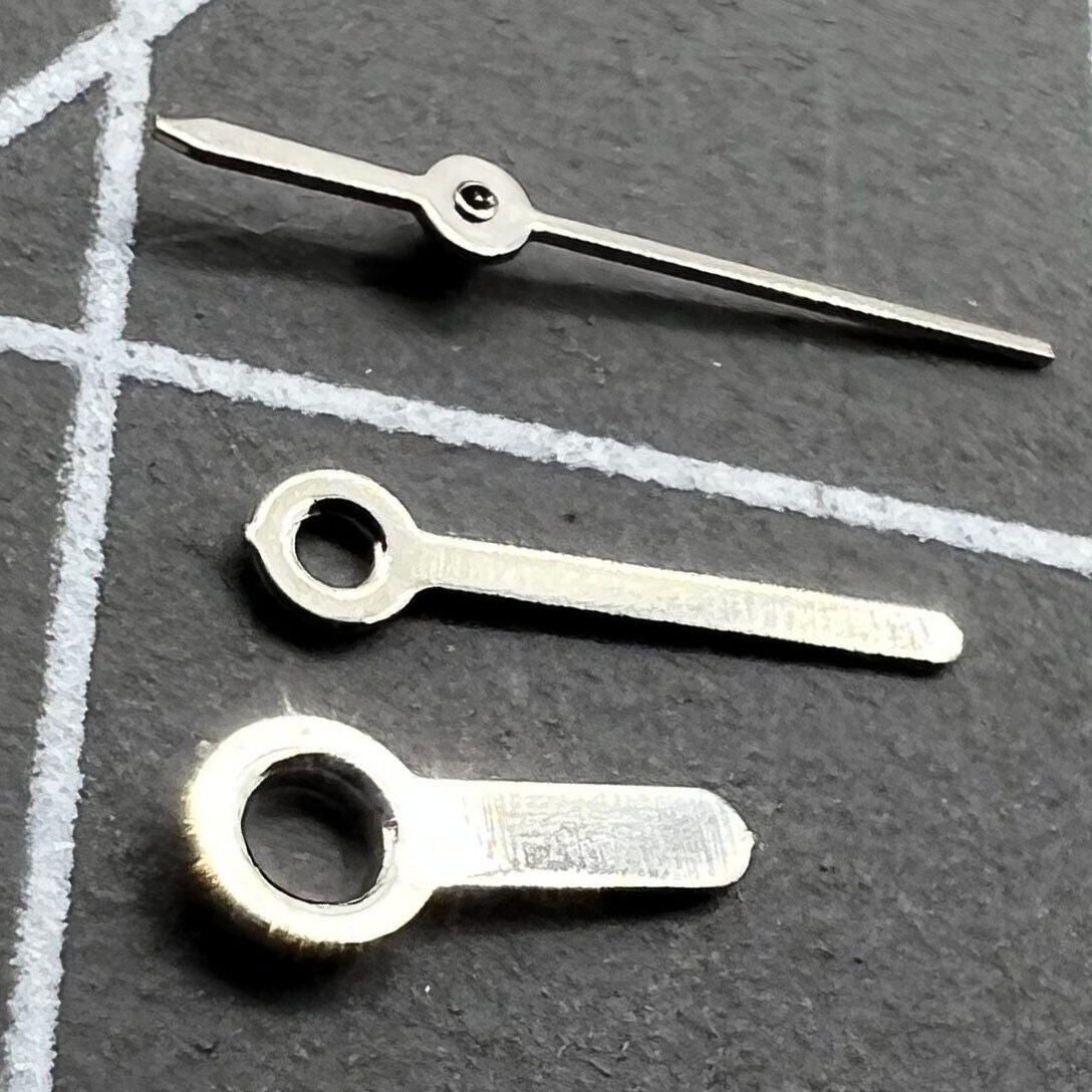 Silver watch hands set by Miyota, compatible with 2035, 2115, 2105, 2305 movements.
