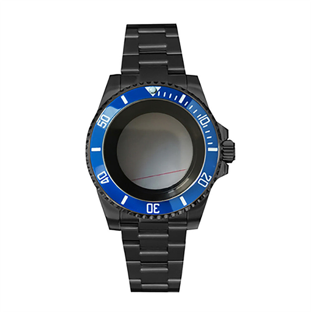 Boîtier de montre 40 mm avec bracelet en acier inoxydable noir PVD et verre saphir pour NH35/NH36