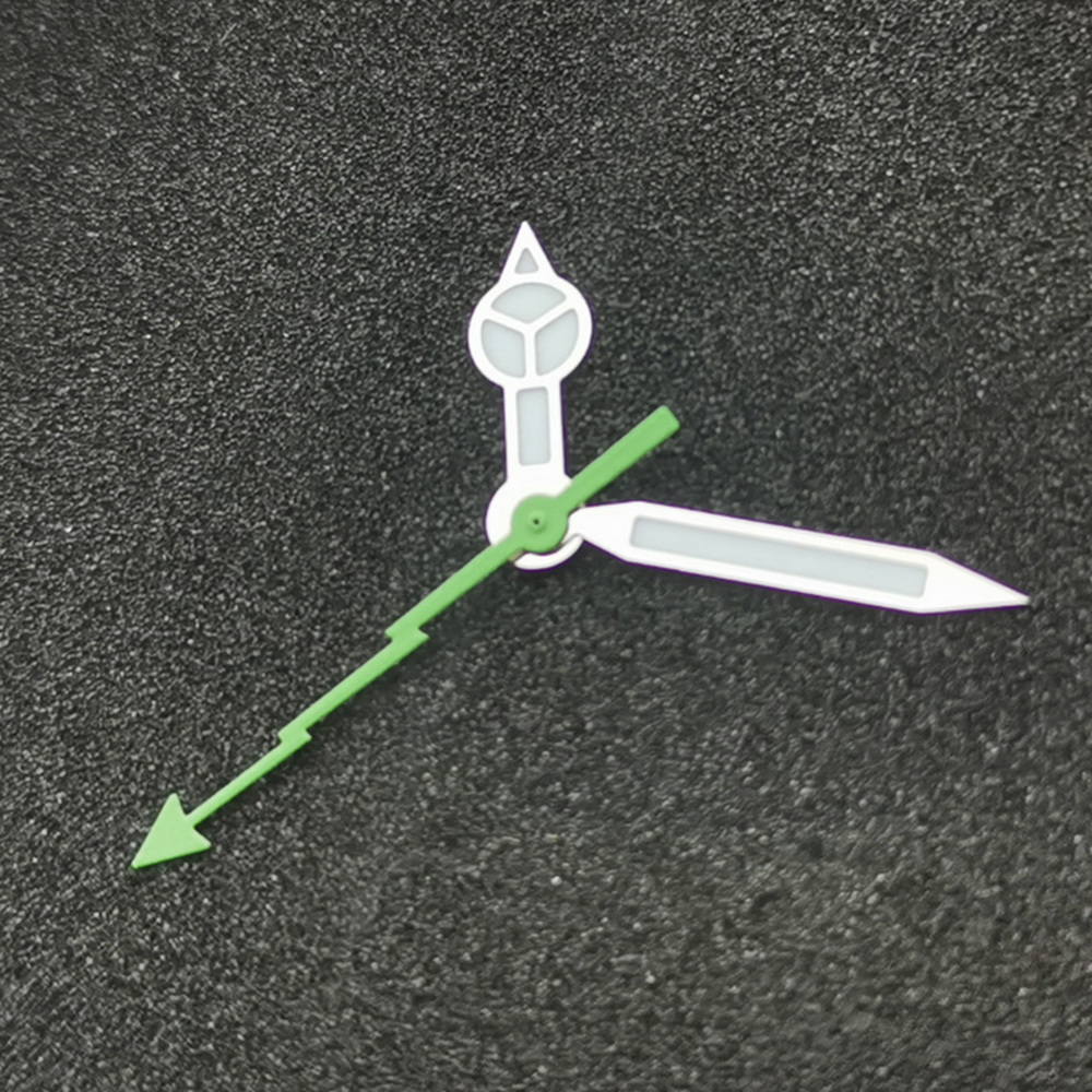 Green luminous watch hands set for SKX/SBBN with NH35A/NH36 movement by P1-6-A, enhancing precision and visibility