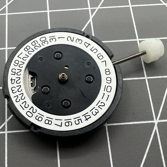Swiss ETA804.192 quartz watch movement with single calendar at 3 o'clock, Swiss made precision.