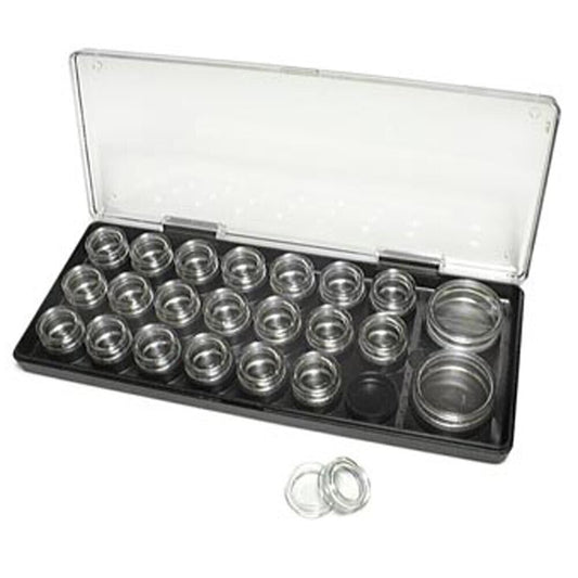 Bergeon 6088-D plastic storage box with 21 compartments for organizing watch accessories.