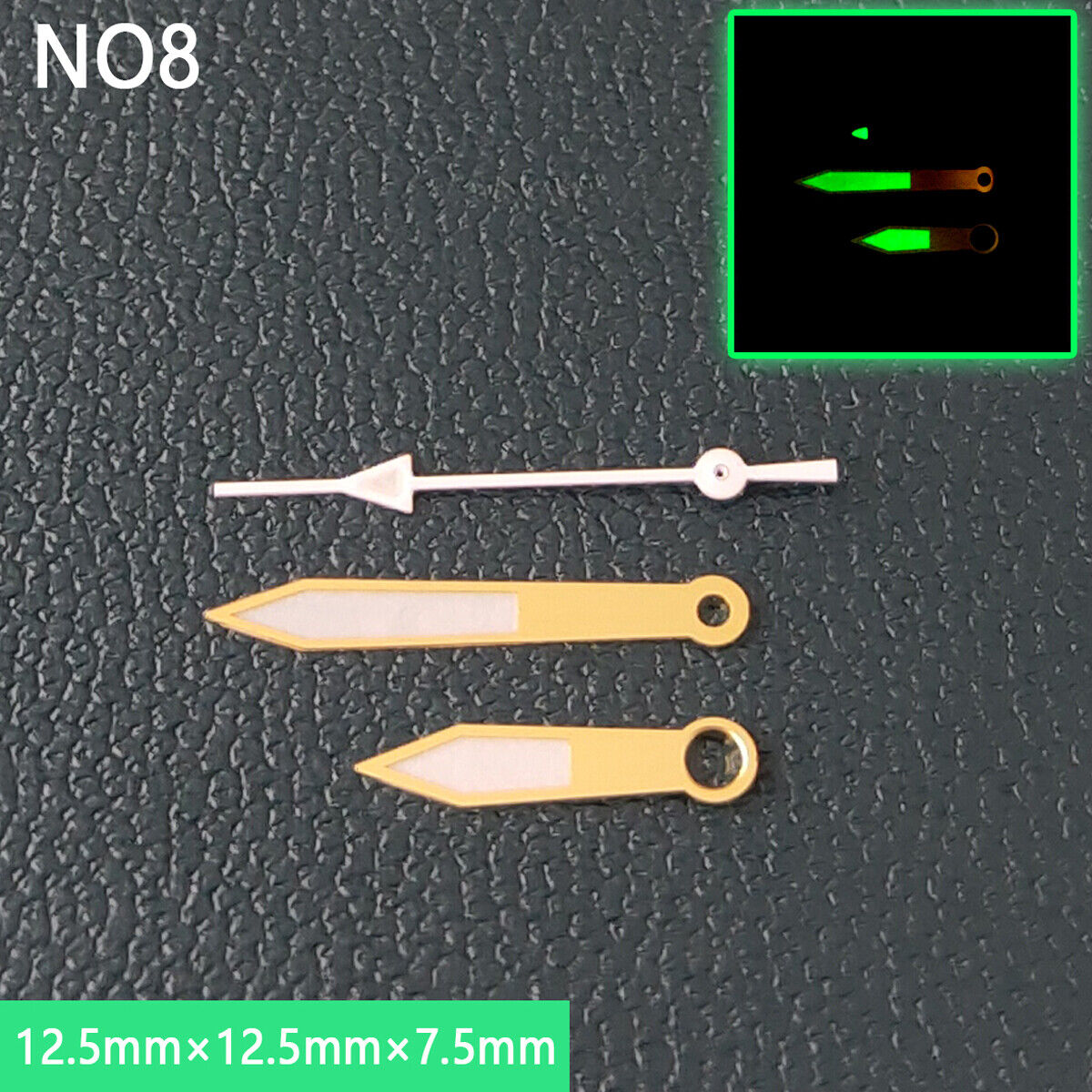 Watch Hands with green super luminous coating for NH35 and NH36 movements by Watch Hands.