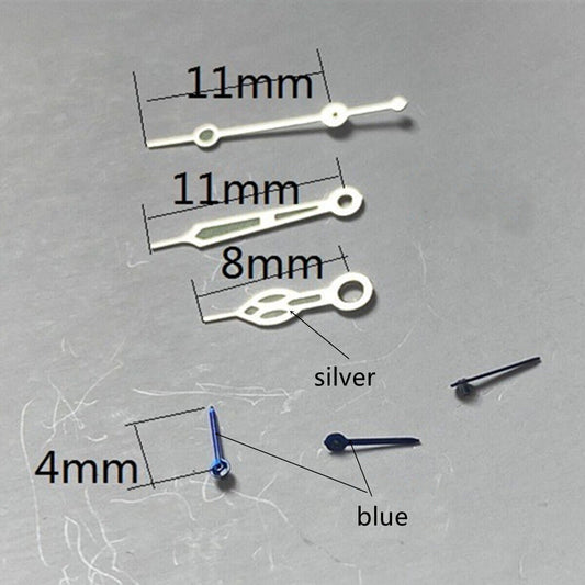 Green lume watch hands with blue small second for Miyota OS10 OS20 OS22 OS60 OS80, precision design.