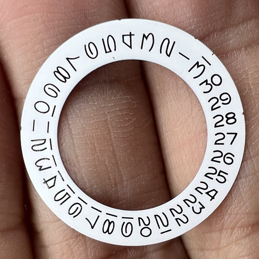 White date wheel overlay for ETA2824 and Miyota 8215 watch movements, date positioned at 3 o'clock.