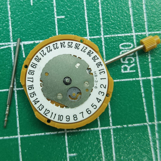 Miyota GN15 quartz watch movement with date at 6 o'clock, reliable Japanese brand mechanism