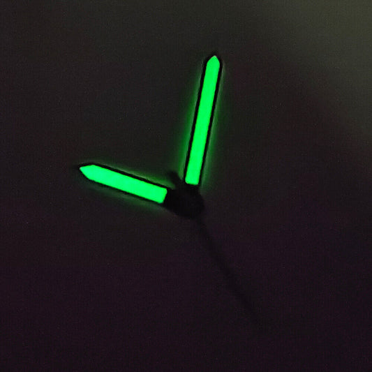 Silver trim green luminous watch hands, compatible with NH35A/NH36A/4R36 movements for precise timekeeping.