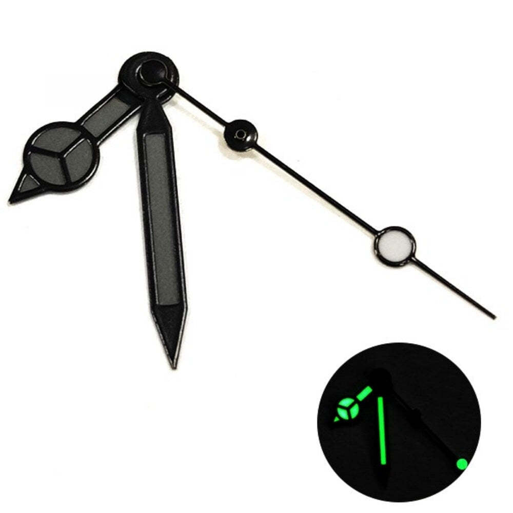 Black lacquered second hands with luminous paint, 2 pcs for NH35/36 watches, precise timing.