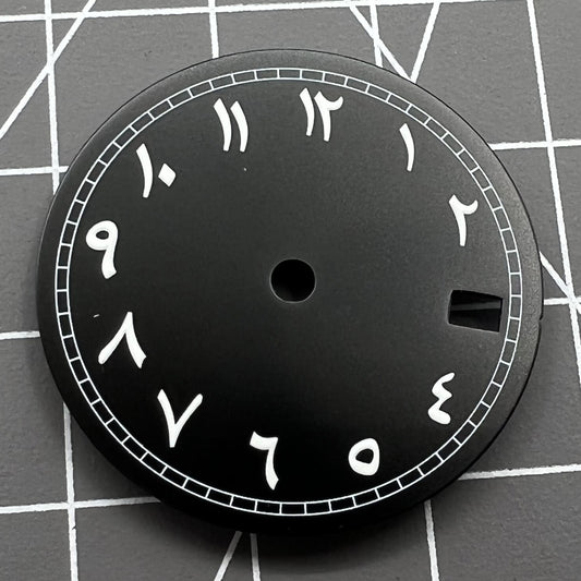 28.50mm AB-4#1 watch dial with Arabic numerals, fit for NH35 NH35A movement, precision design.