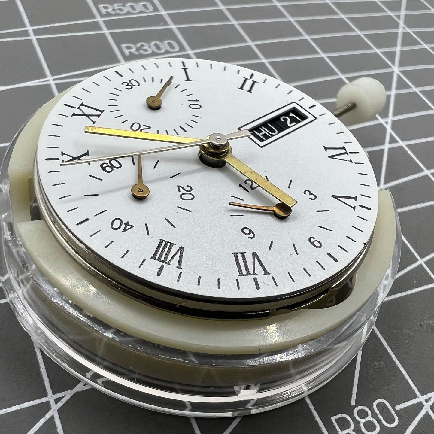 Mouvement mécanique automatique SHANGHAI 7750 Black Day Date Small Second@9
