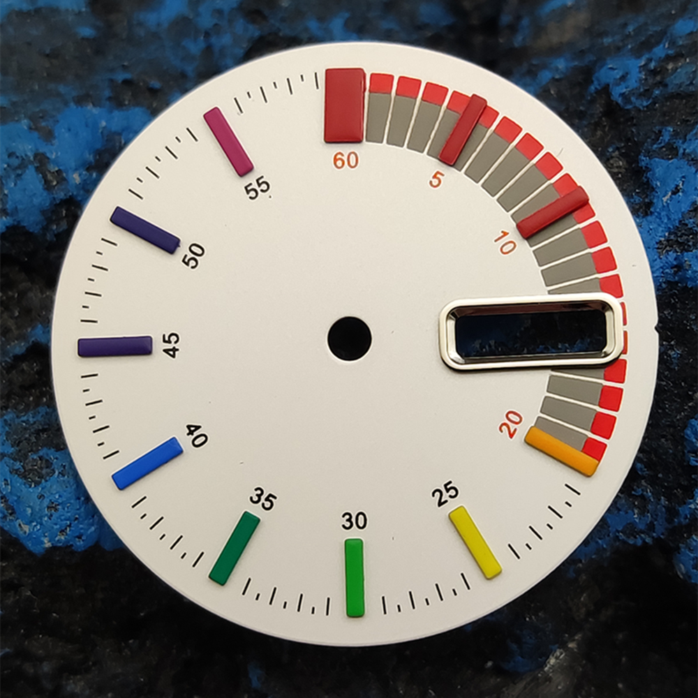 No Lume metal white watch dial for NH36 4R36 movement, high-quality replacement part.