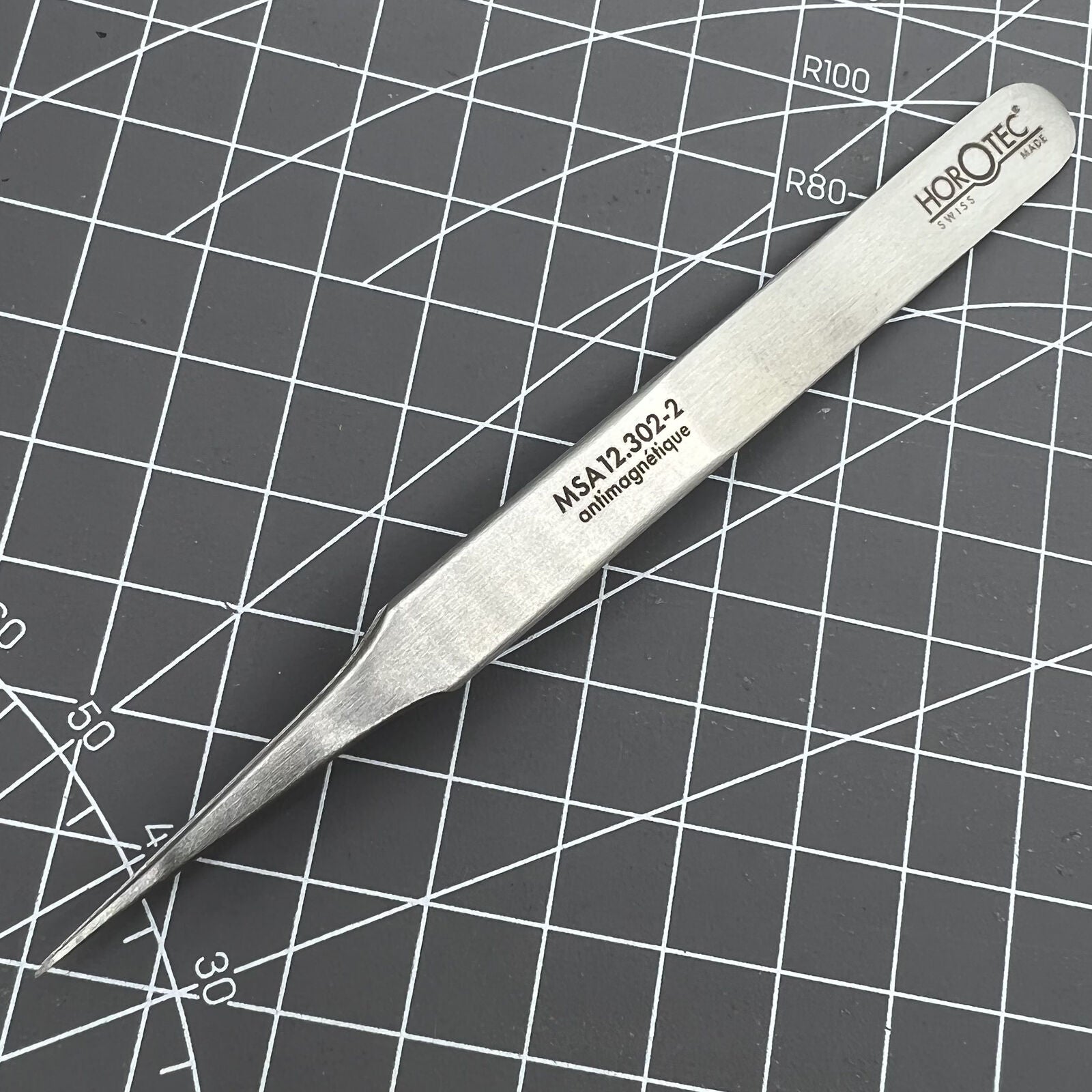 Horotec MSA12.302-2 antimagnetic tweezer for precise watch accessory handling, Swiss Made quality