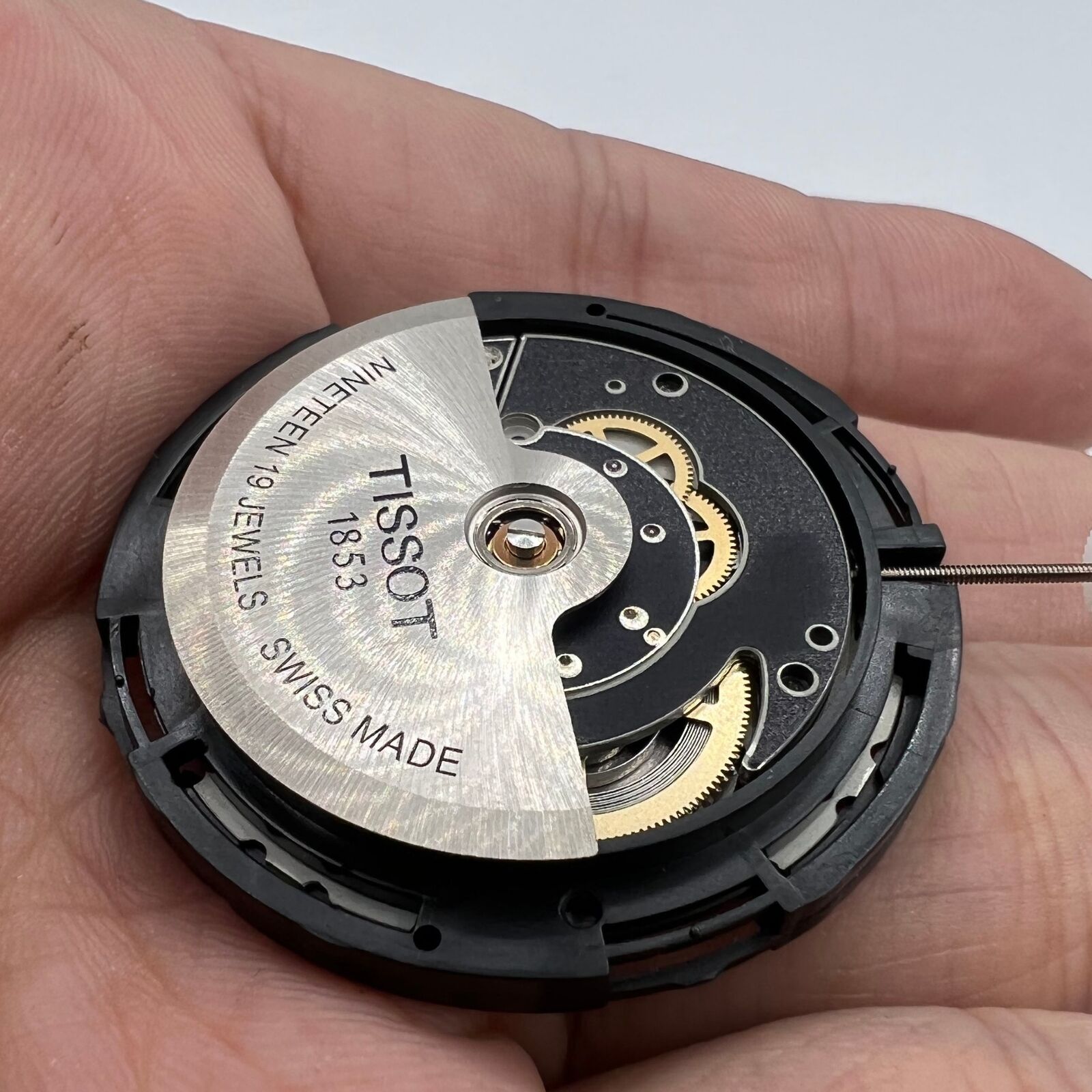 ETA C15.111 chronograph watch movement by 1853 with white dial, Swiss precision craftsmanship.