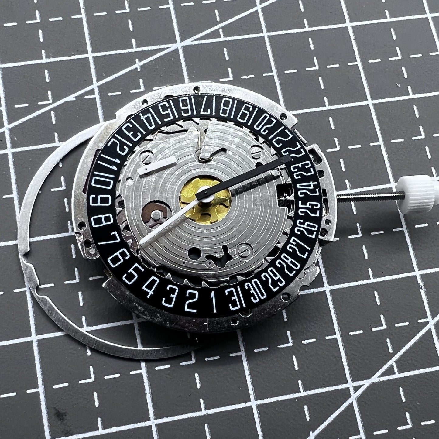 Swiss ISA 8171A Quartz Movement Black Disk 4 Hands Date At 6