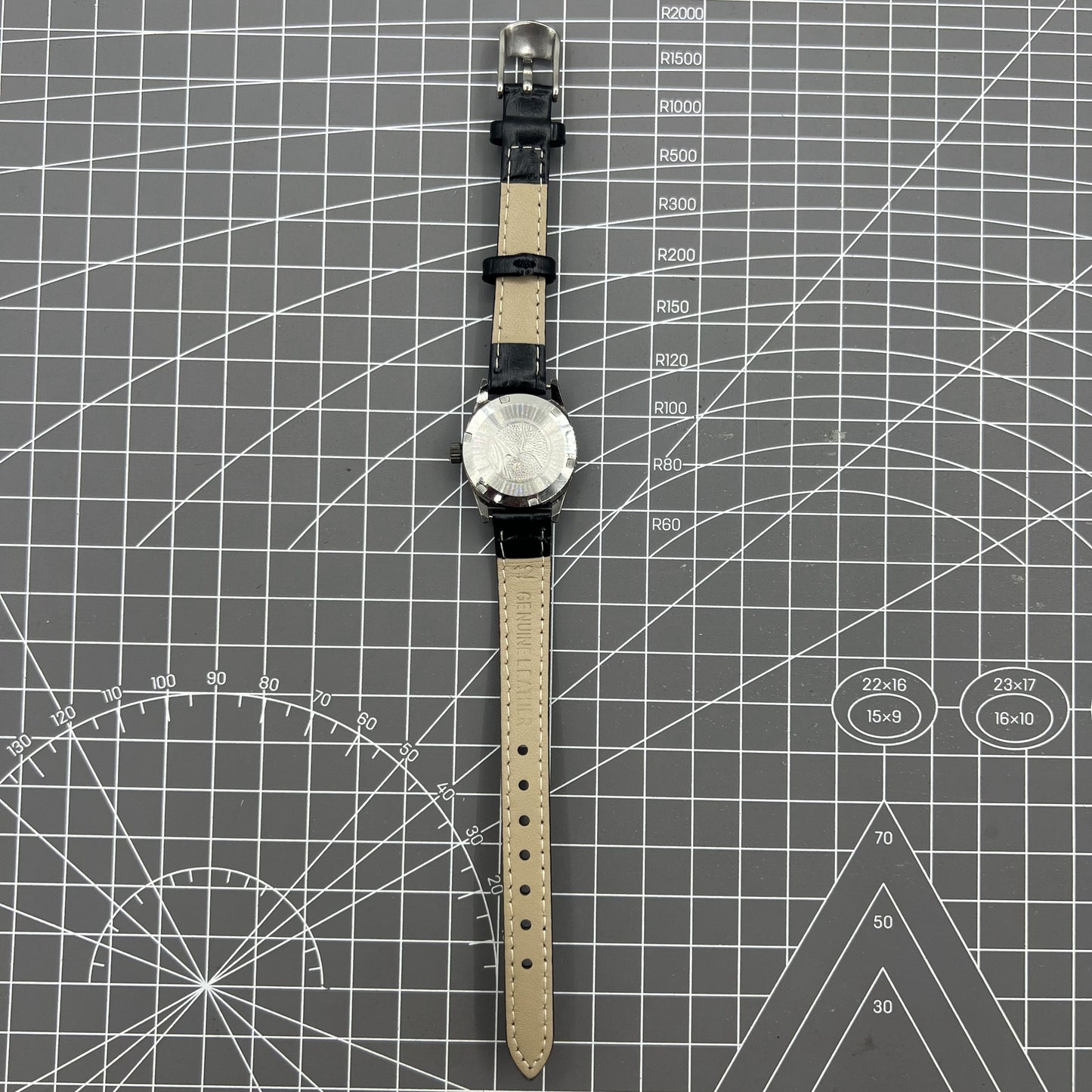 Seagull black case ladies manual mechanical watch with gold markers, shock-resistant for daily wear.