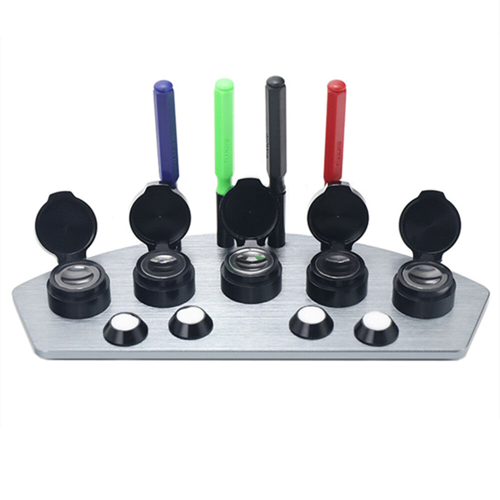 Black/White Oil Cups Stand In Die-cast Alloy 5 Containers Watch Repair Oiler Pen