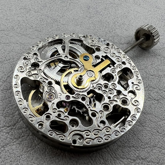 Hangzhou 2189 Automatikwerk Hohler Silberner Rotor Drei Zeiger Uhr