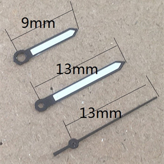 Luminous black trim watch hands for Miyota 2035 quartz movement by P1-H4-C99, high visibility replacement parts