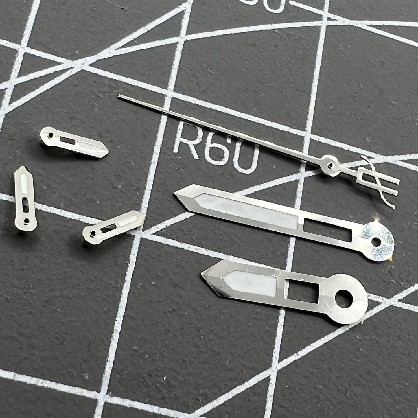 15mm silver trim green luminous watch hands for Miyota OS series with bright visibility, premium brand quality.